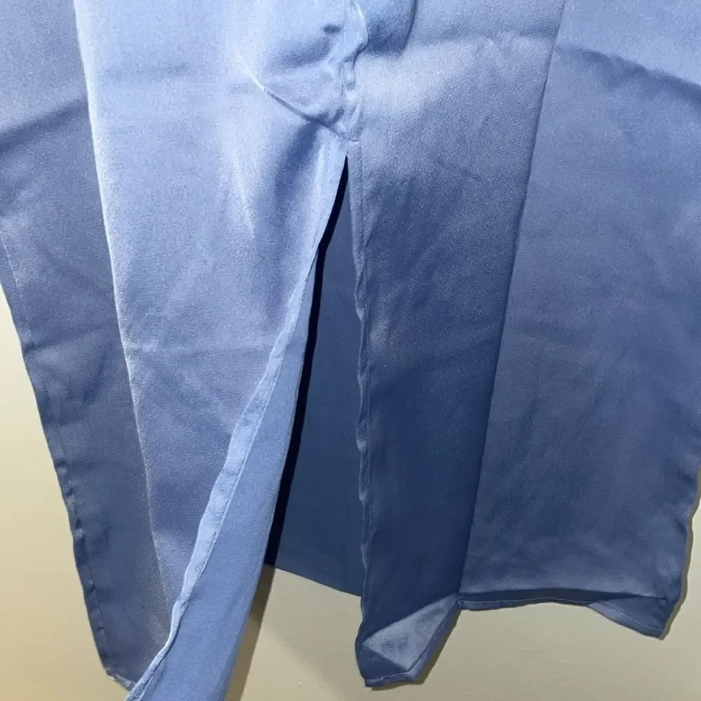 NWT Weworewhat slate blue satin charmeuse slip cowl midi dress spaghetti straps - Picture 10 of 14